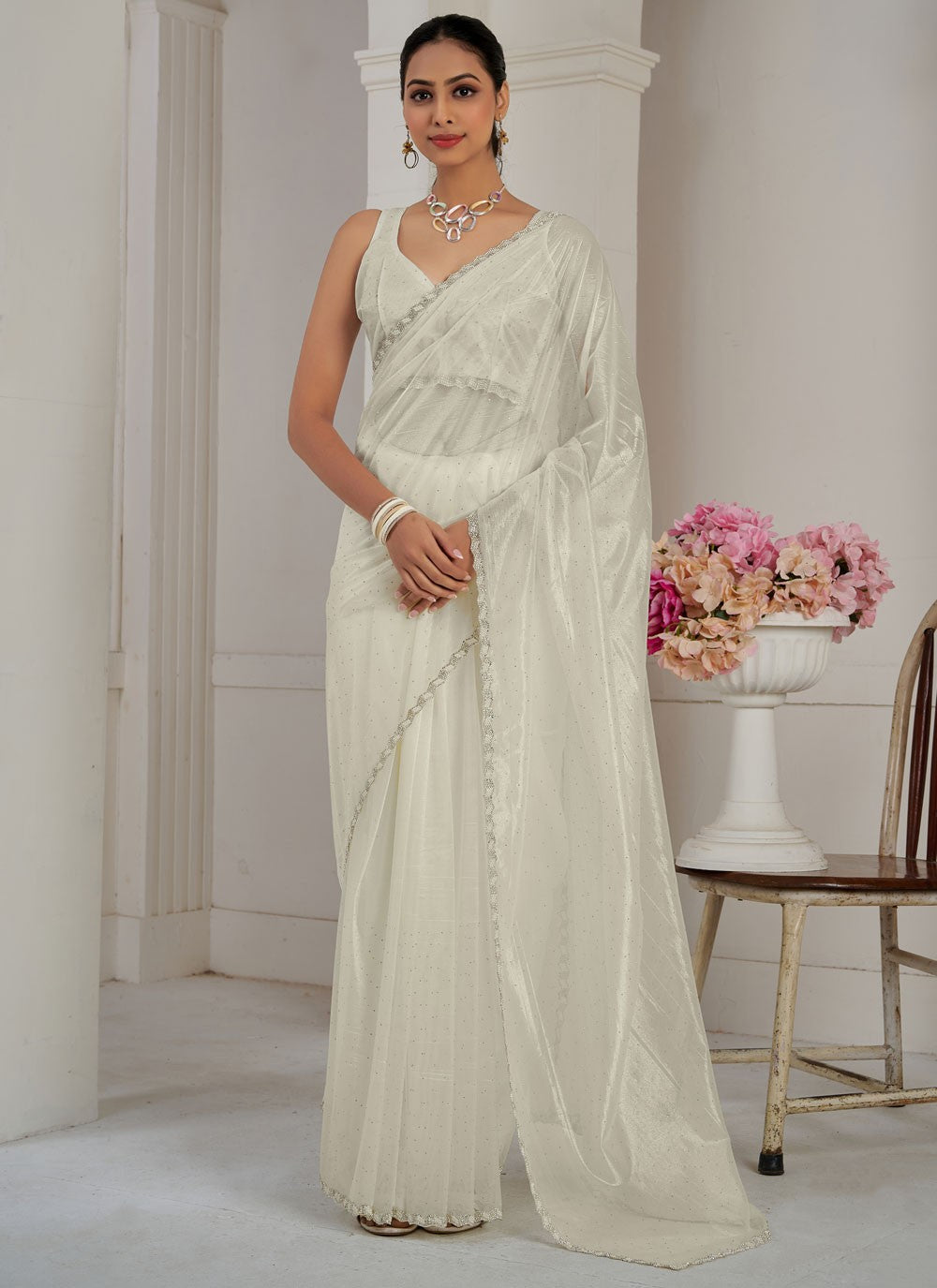 Classic Cutdana Net, Organza Saree - S10577