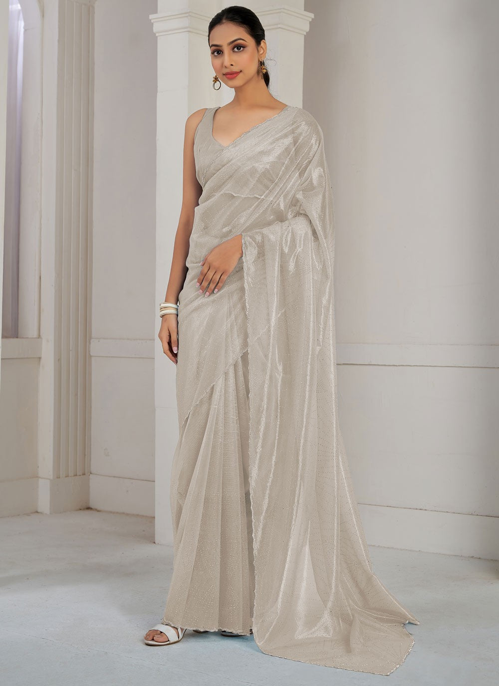 Traditional Cutdana Net, Organza Violet Saree - S10644