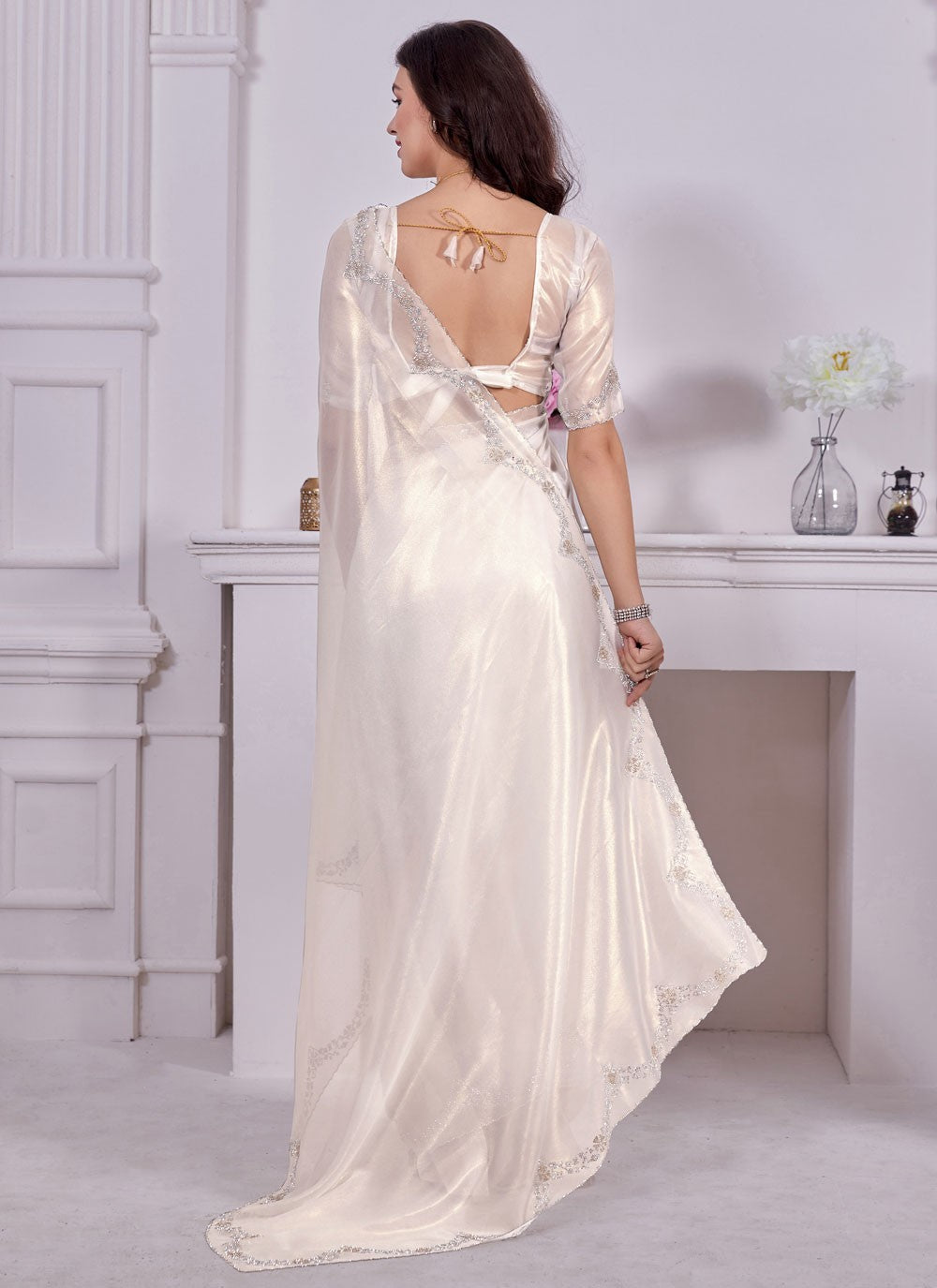 Classic Zircon Organza Saree - S5725