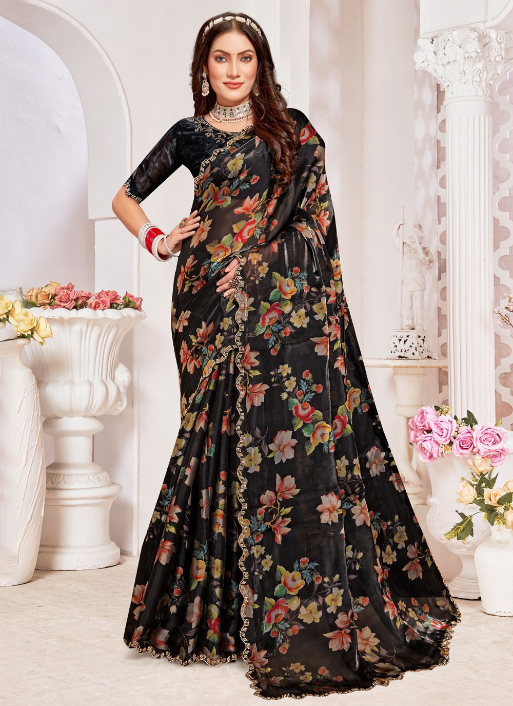 Classic Border Work Organza Saree - S7663