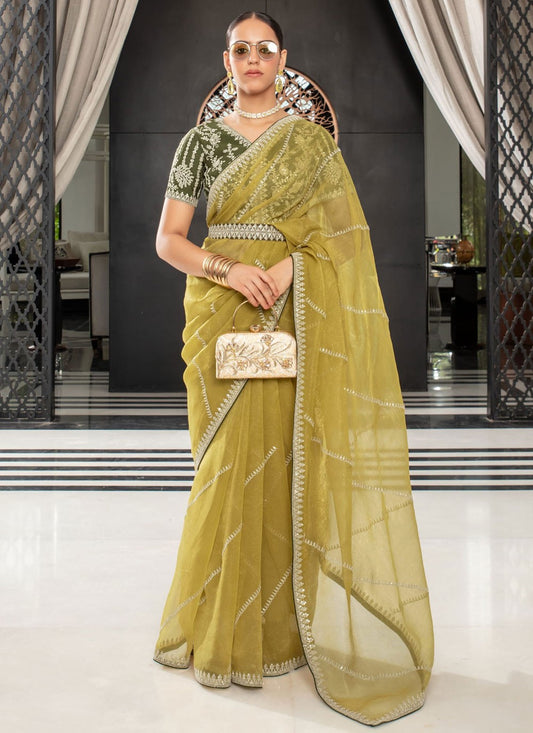 Classic Embroidered Organza Saree - S9407