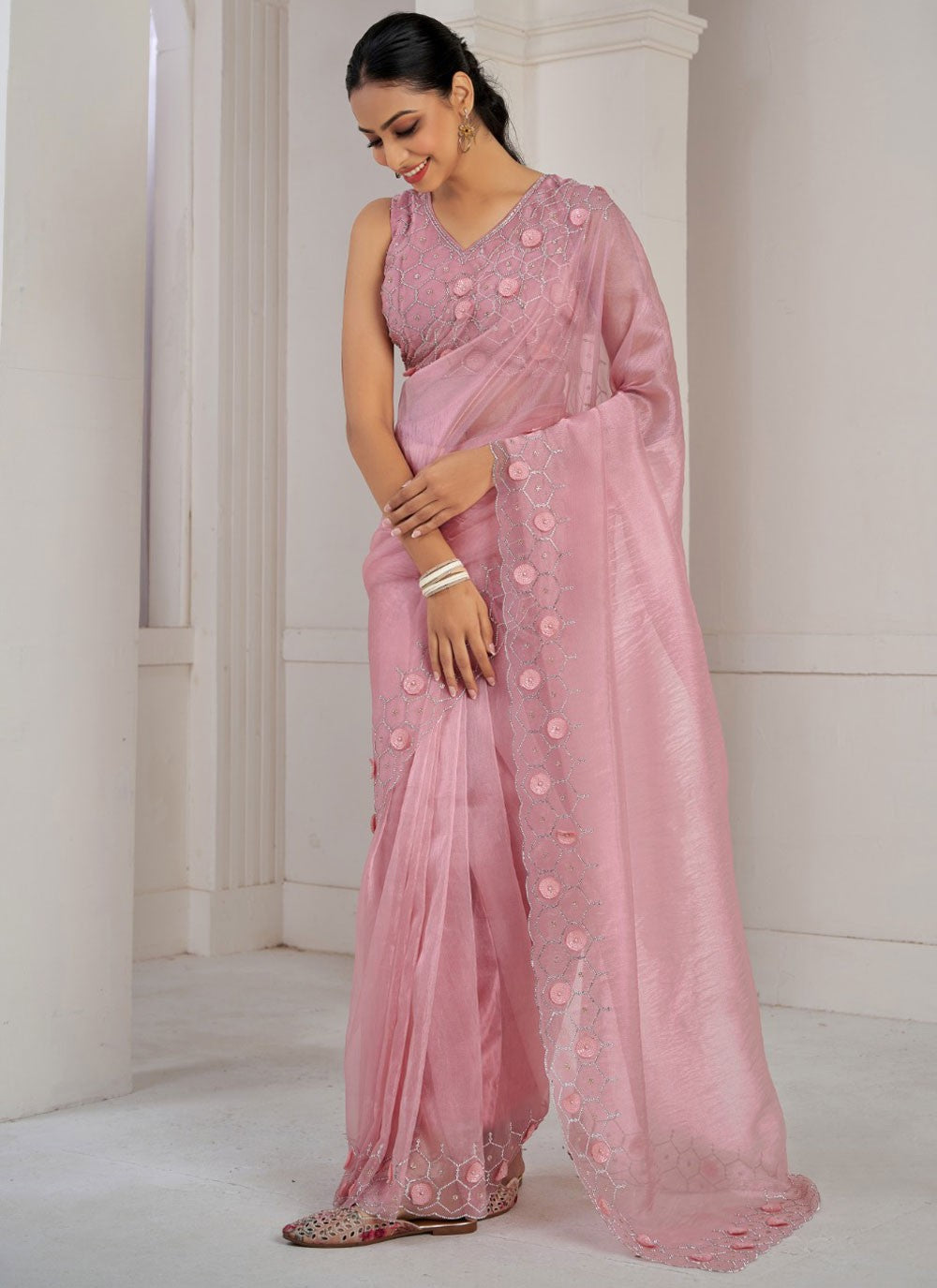 Classic Cutdana Organza Saree - S10400