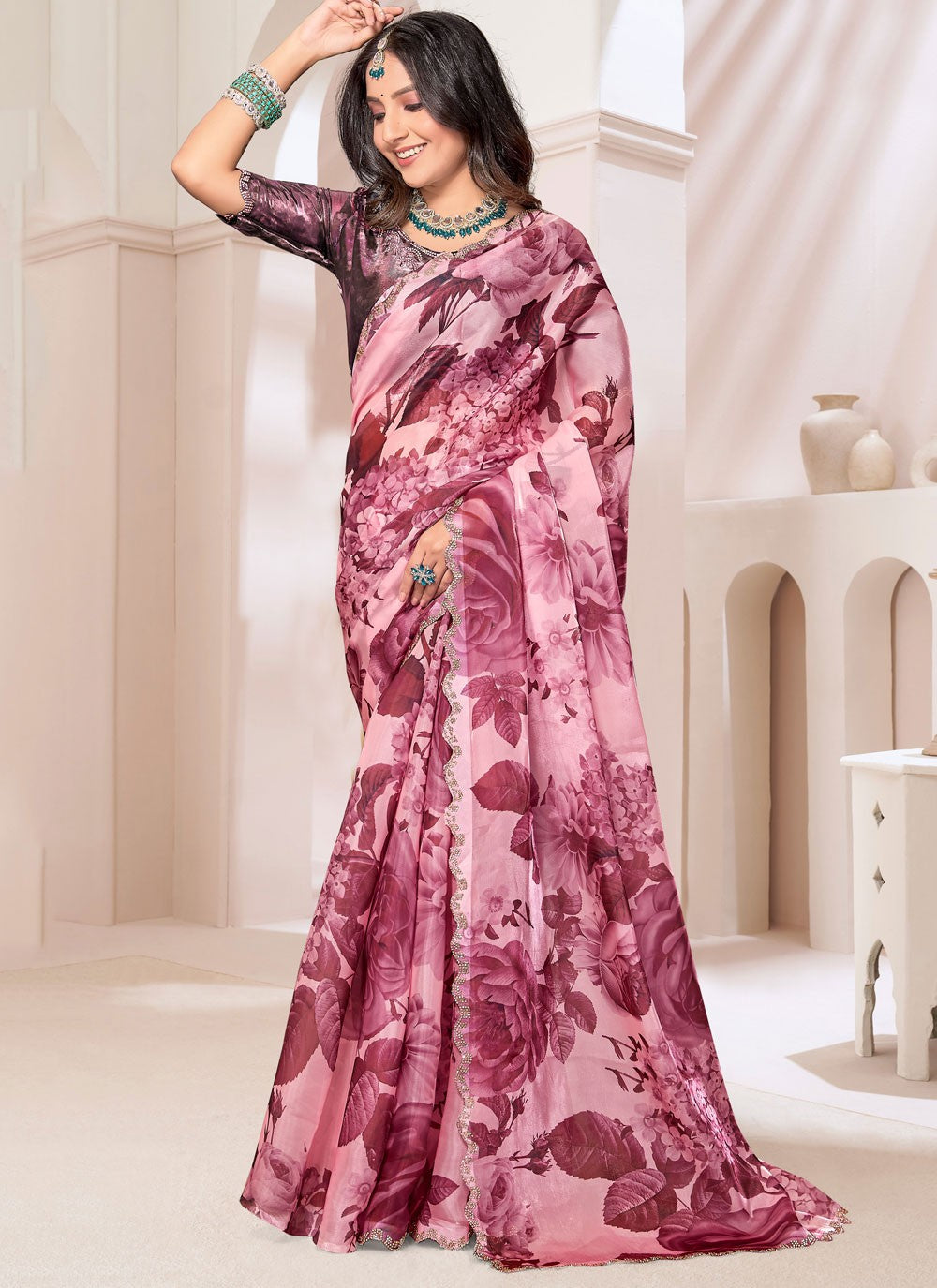 Classic Cut Work Organza, Silk Saree - S10023