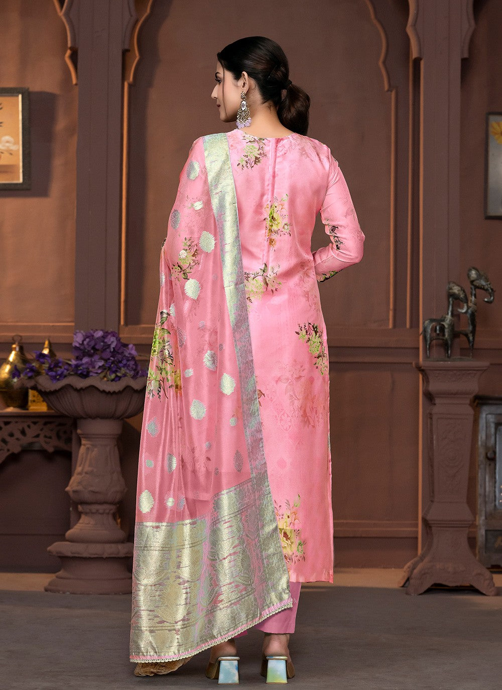 Organza, Viscose Pant Style Suit - T3430