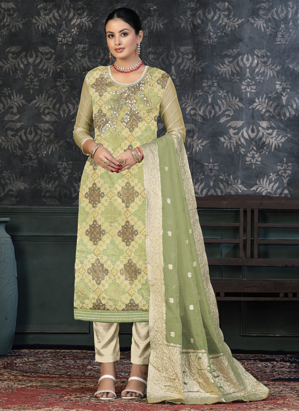 Organza Salwar Suit - T1397