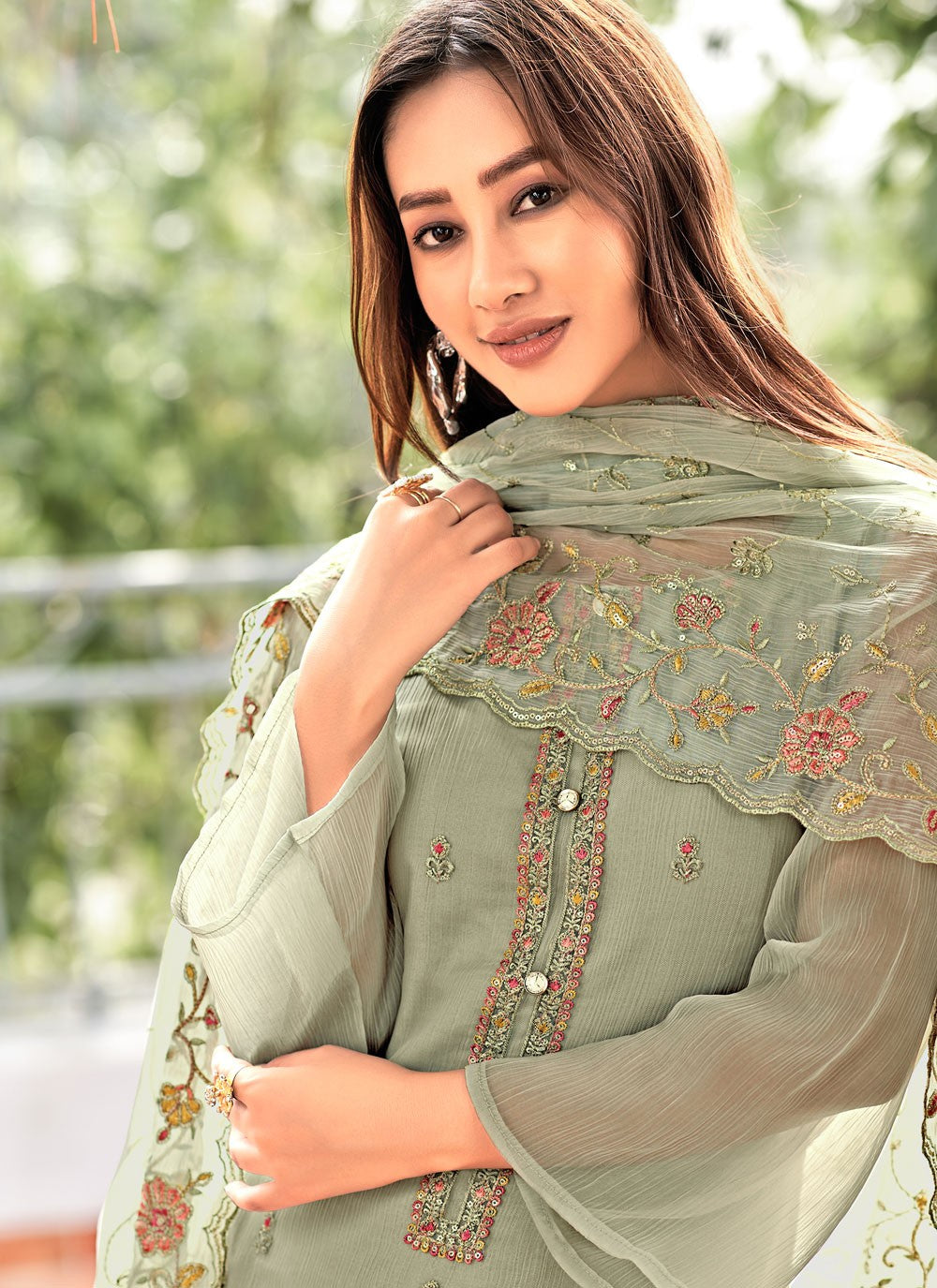 Embroidered Chiffon Salwar Suit - T4464