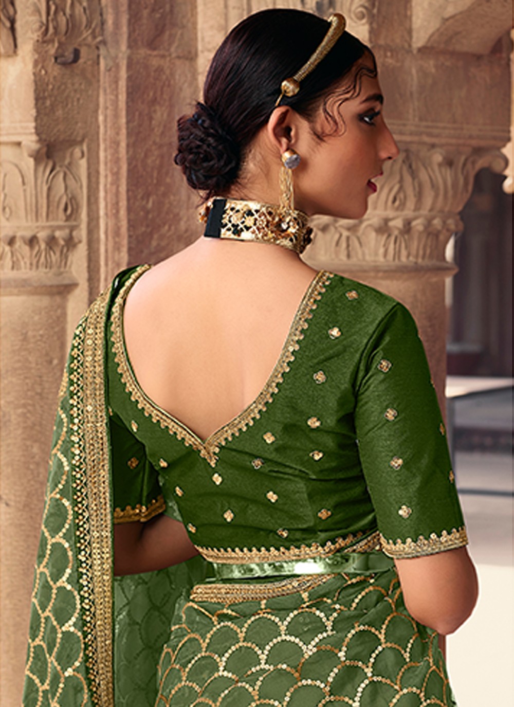 Designer Embroidered Organza Saree - S3169