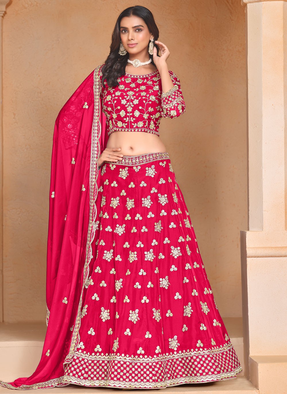 Embroidered Organza A - Line Lehenga - L2438