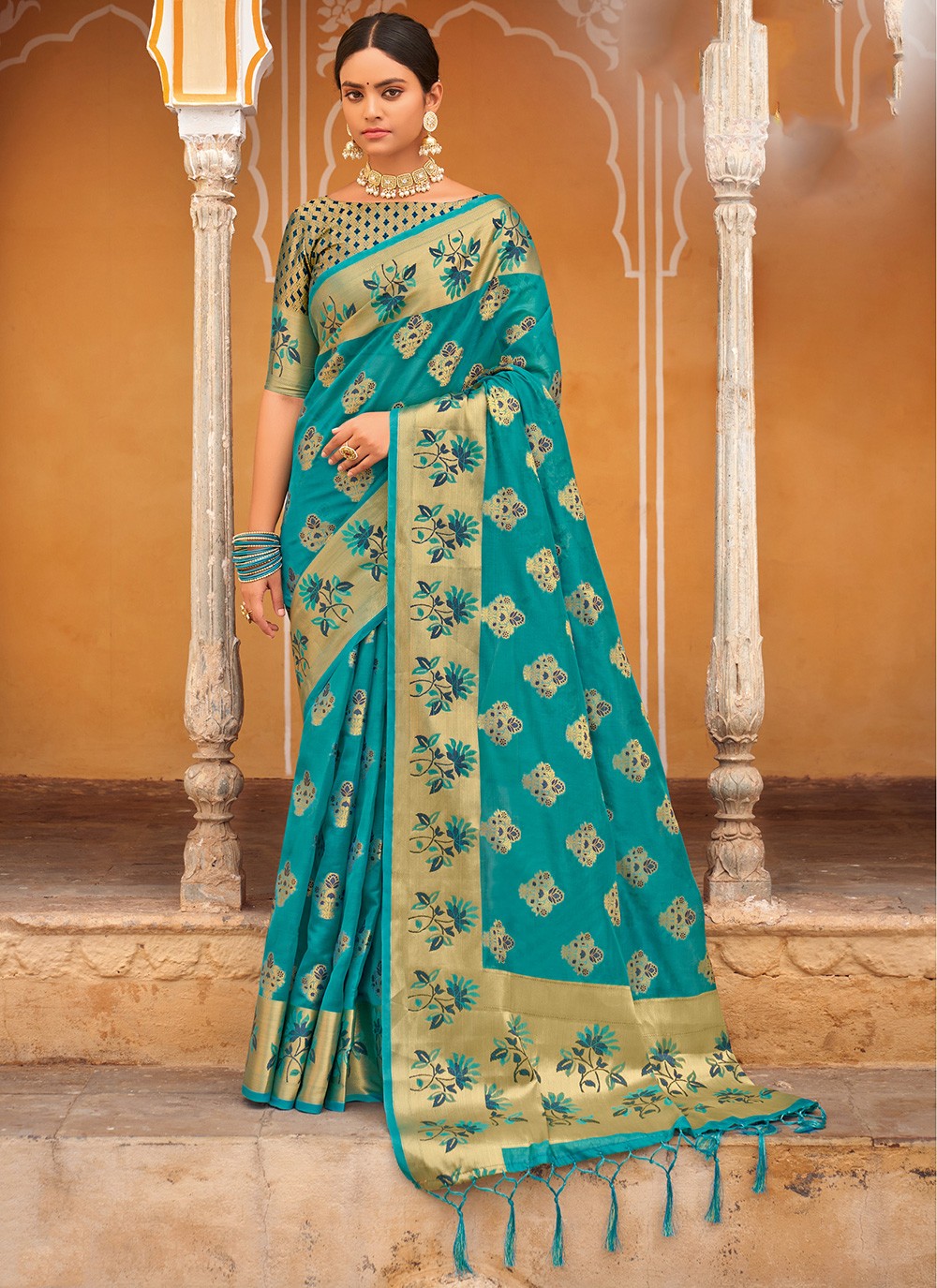 Traditional Weaving Zari Organza Saree - S0874