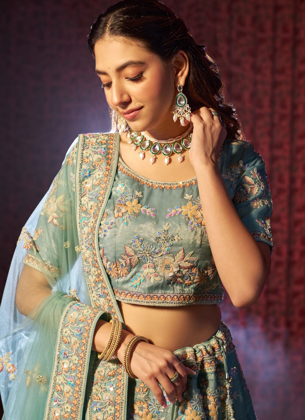 Cutdana Silk A - Line Lehenga - L2970