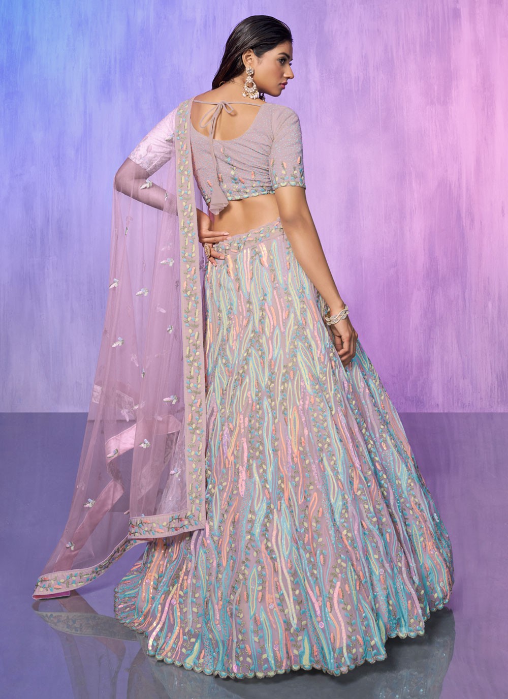 Embroidered Georgette A - Line Lehenga - L1332