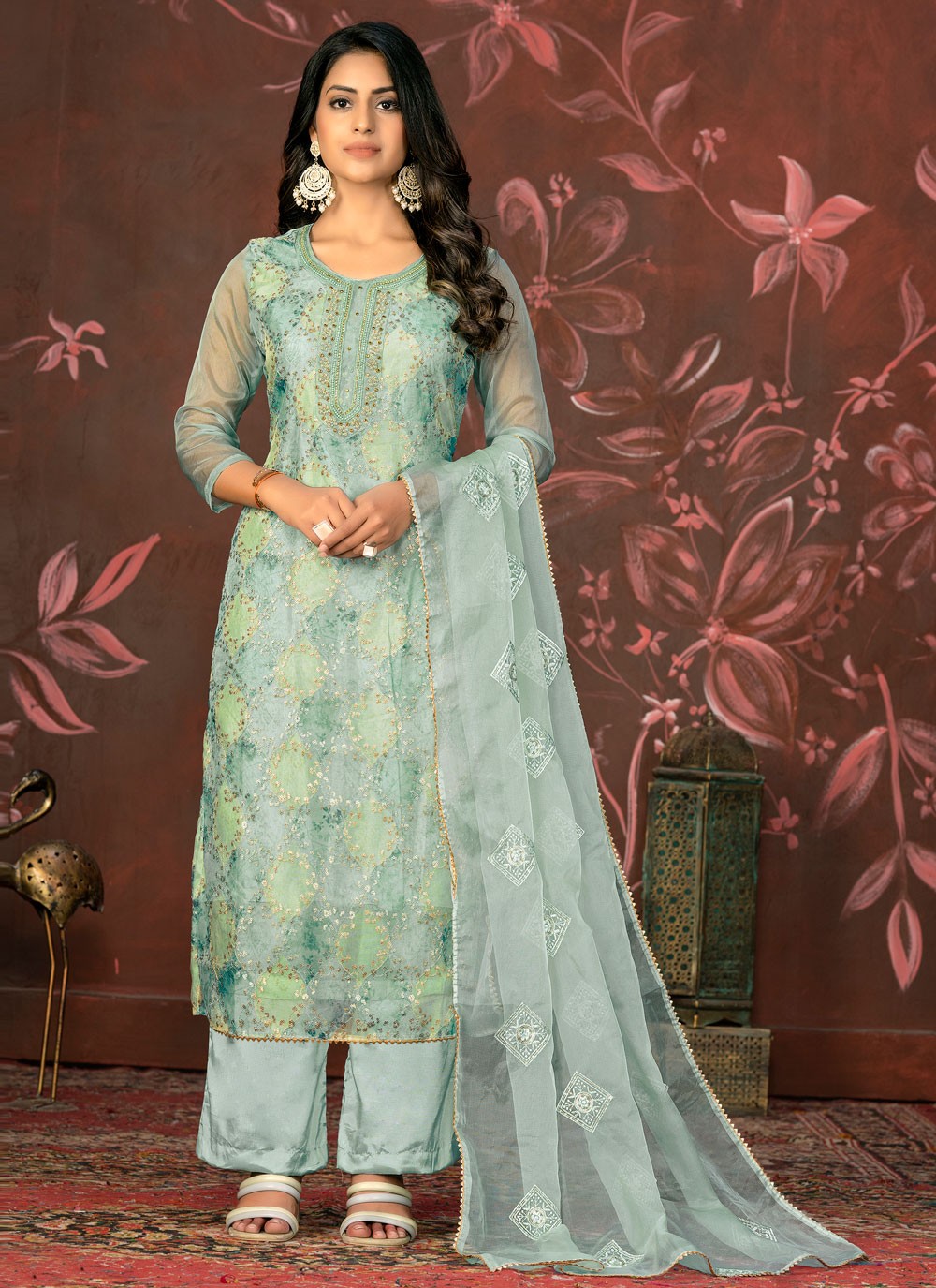 Organza Pant Style Suit - T2093