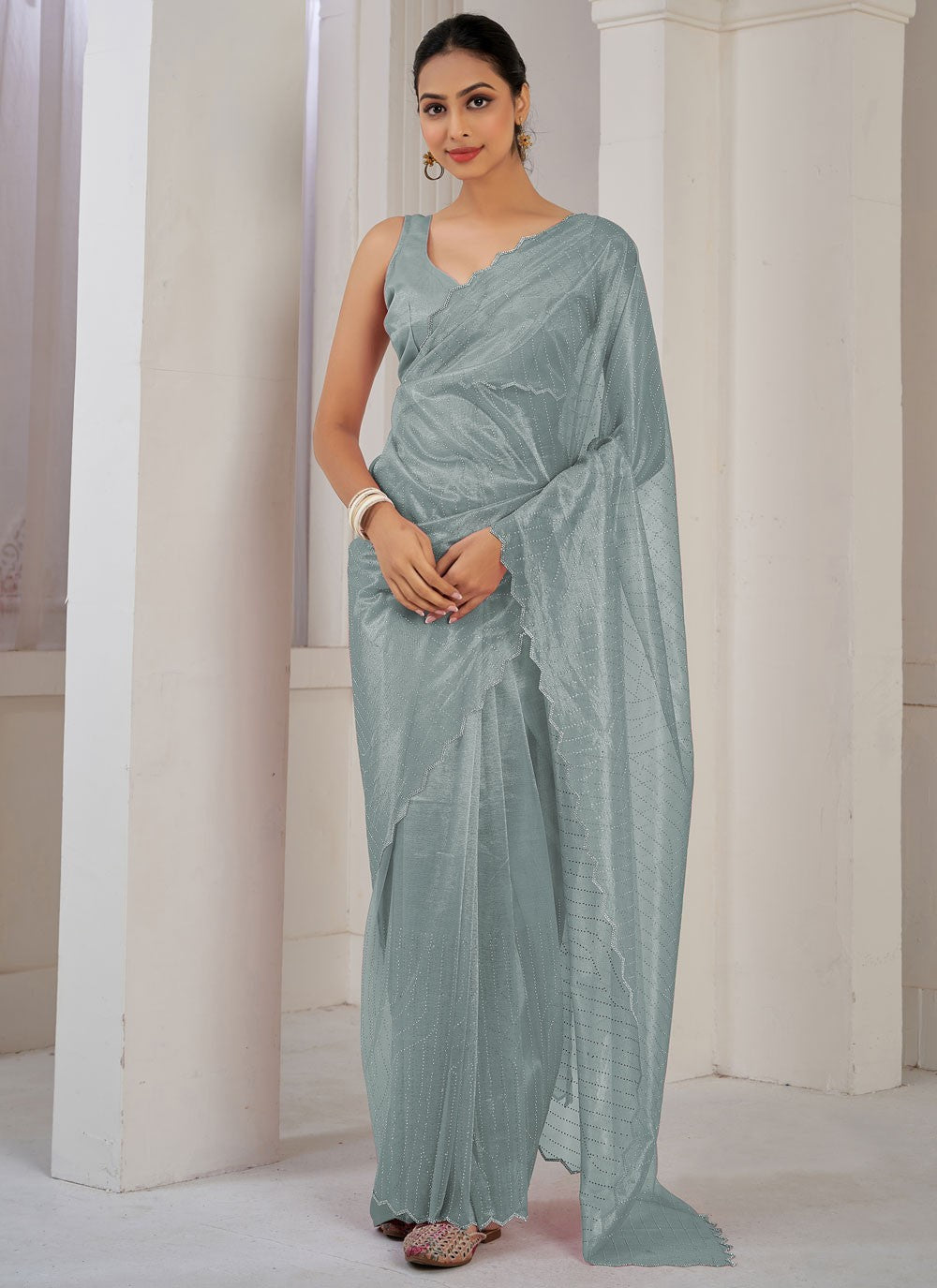 Classic Cutdana Net, Organza Saree - S10606