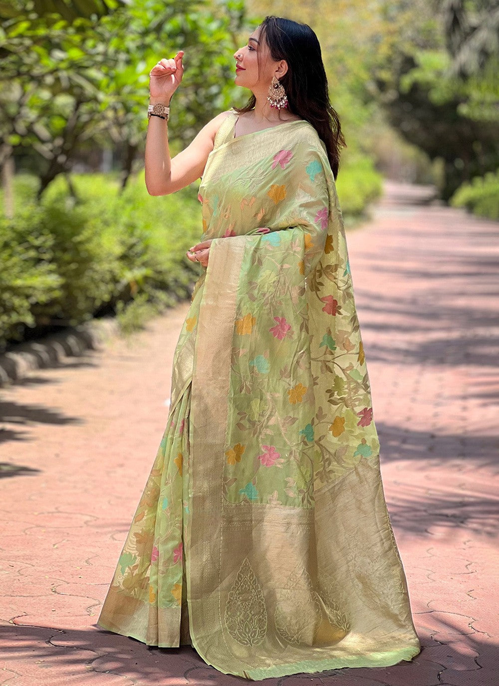 Classic Weaving Zari Organza Saree - S8087