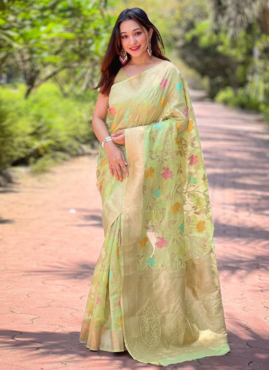 Classic Weaving Zari Organza Saree - S8087