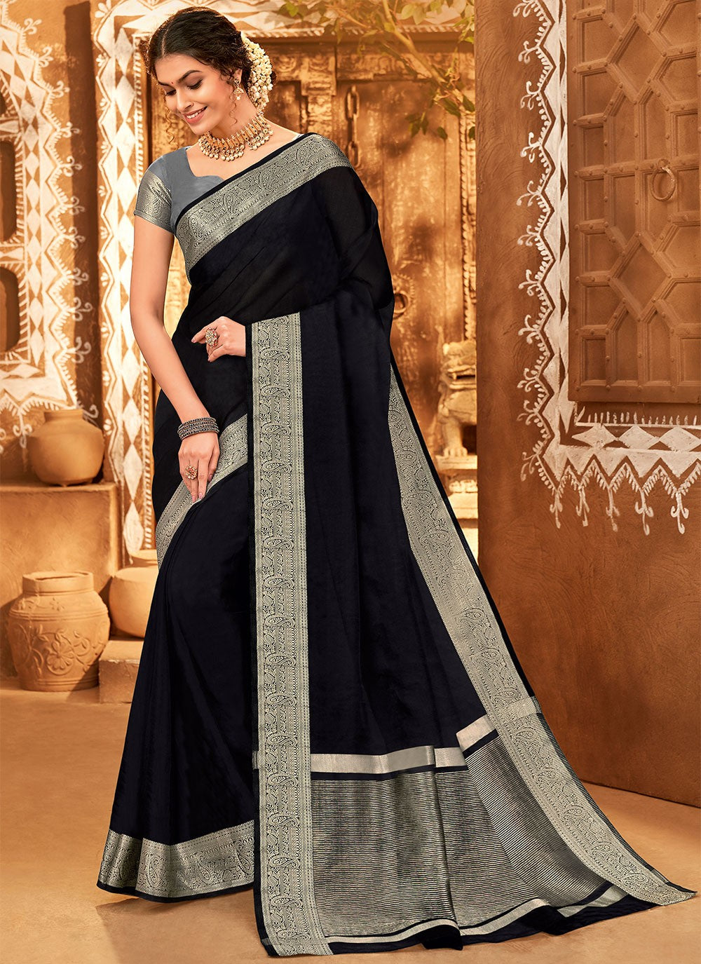 Classic Woven Organza Saree - S1343