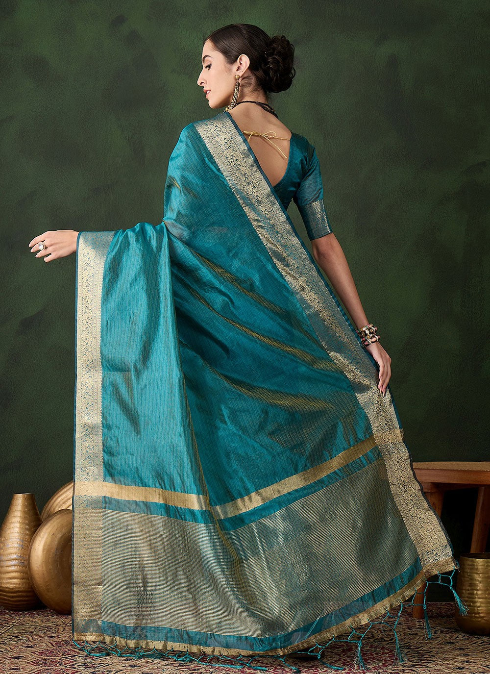 Trendy Jacquard Work Khadi, Organza Saree - S10491