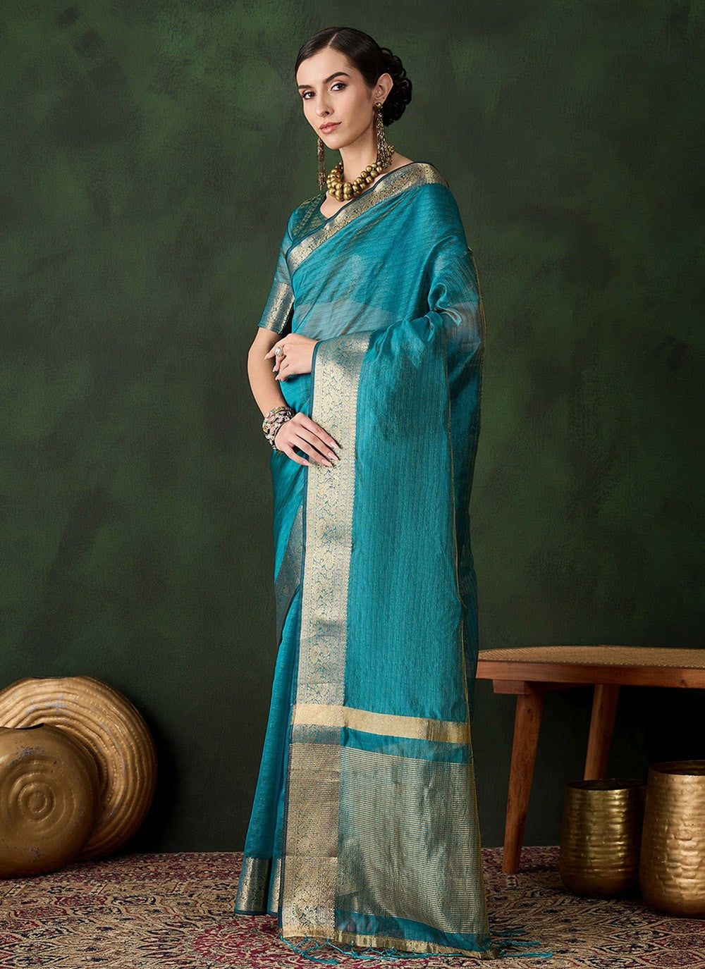 Trendy Jacquard Work Khadi, Organza Saree - S10491