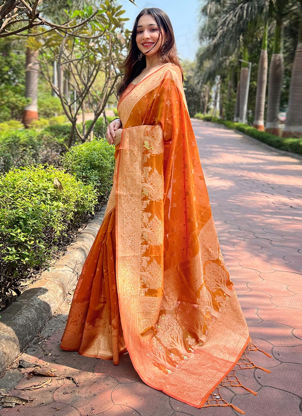 Contemporary Woven Organza Saree - S8069