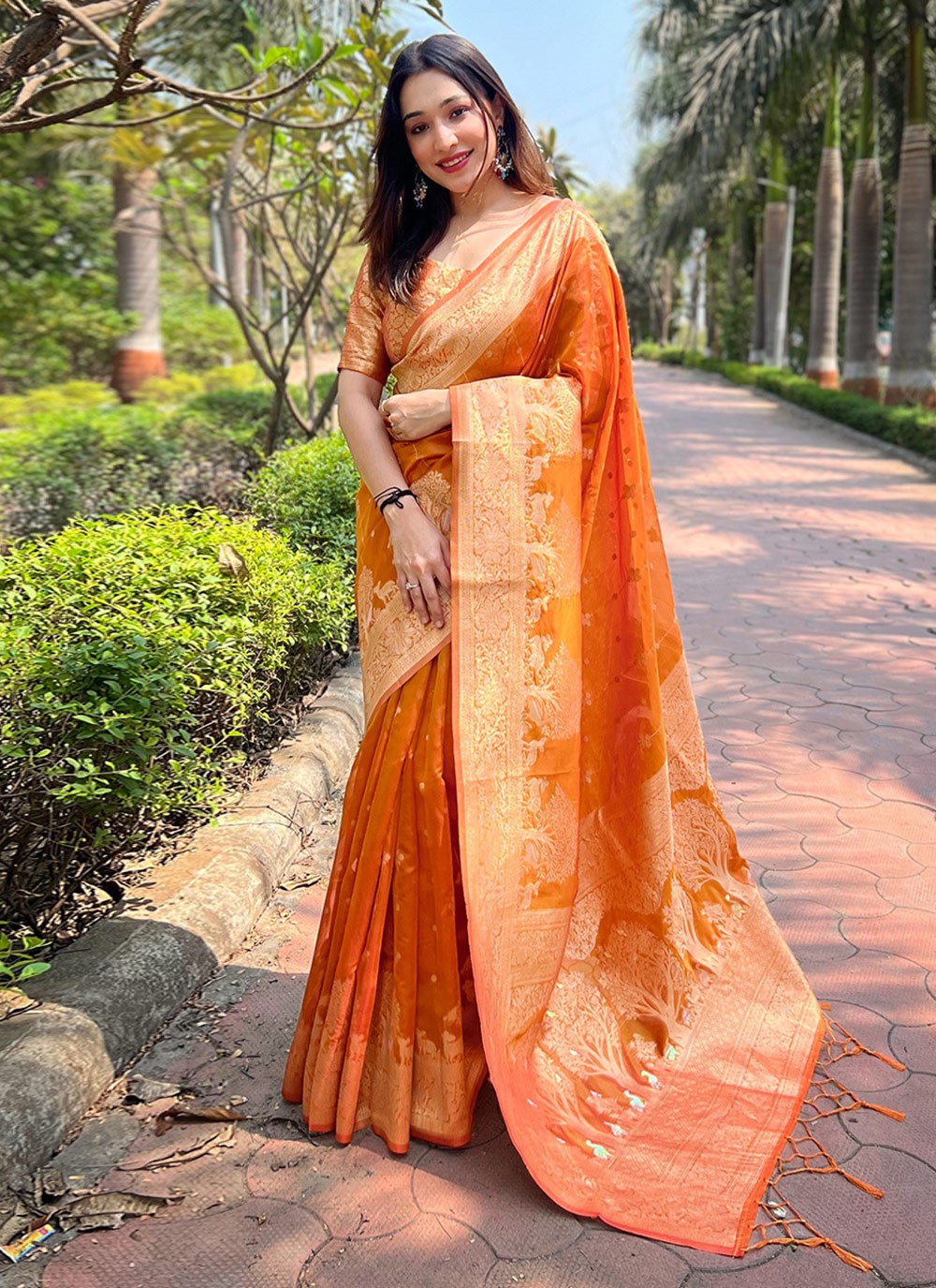 Contemporary Woven Organza Saree - S8069