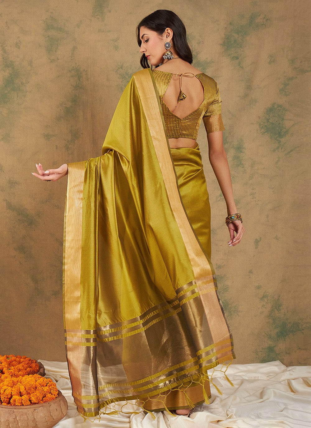 Traditional Woven Cotton , Organza Saree - S6987