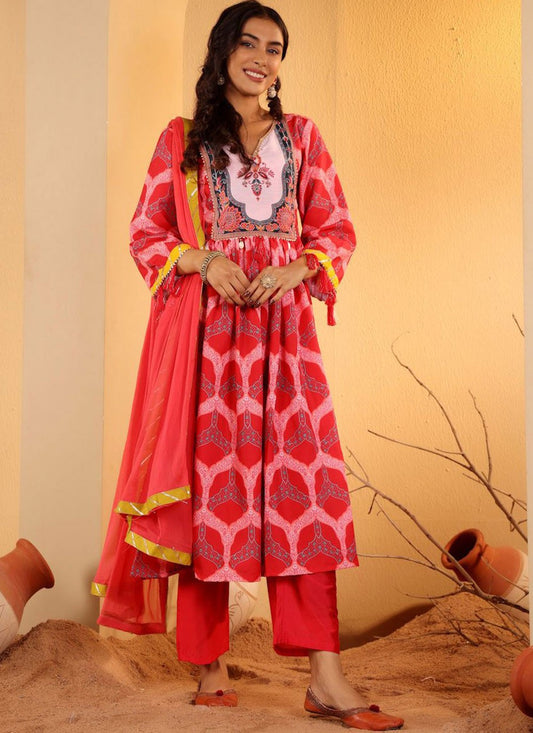 Embroidered Blended Cotton Salwar Suit - T4846