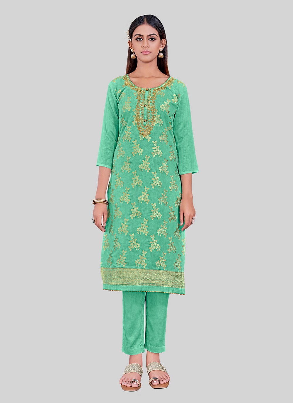 Chanderi Silk Pant Style Suit - T2492