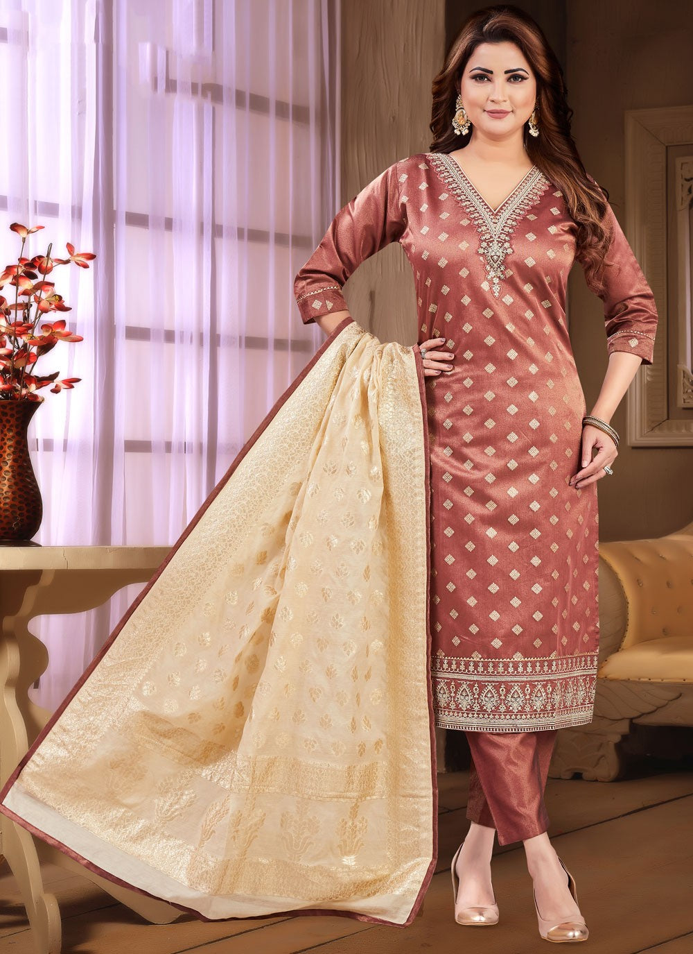 Silk Salwar Suit - T4116