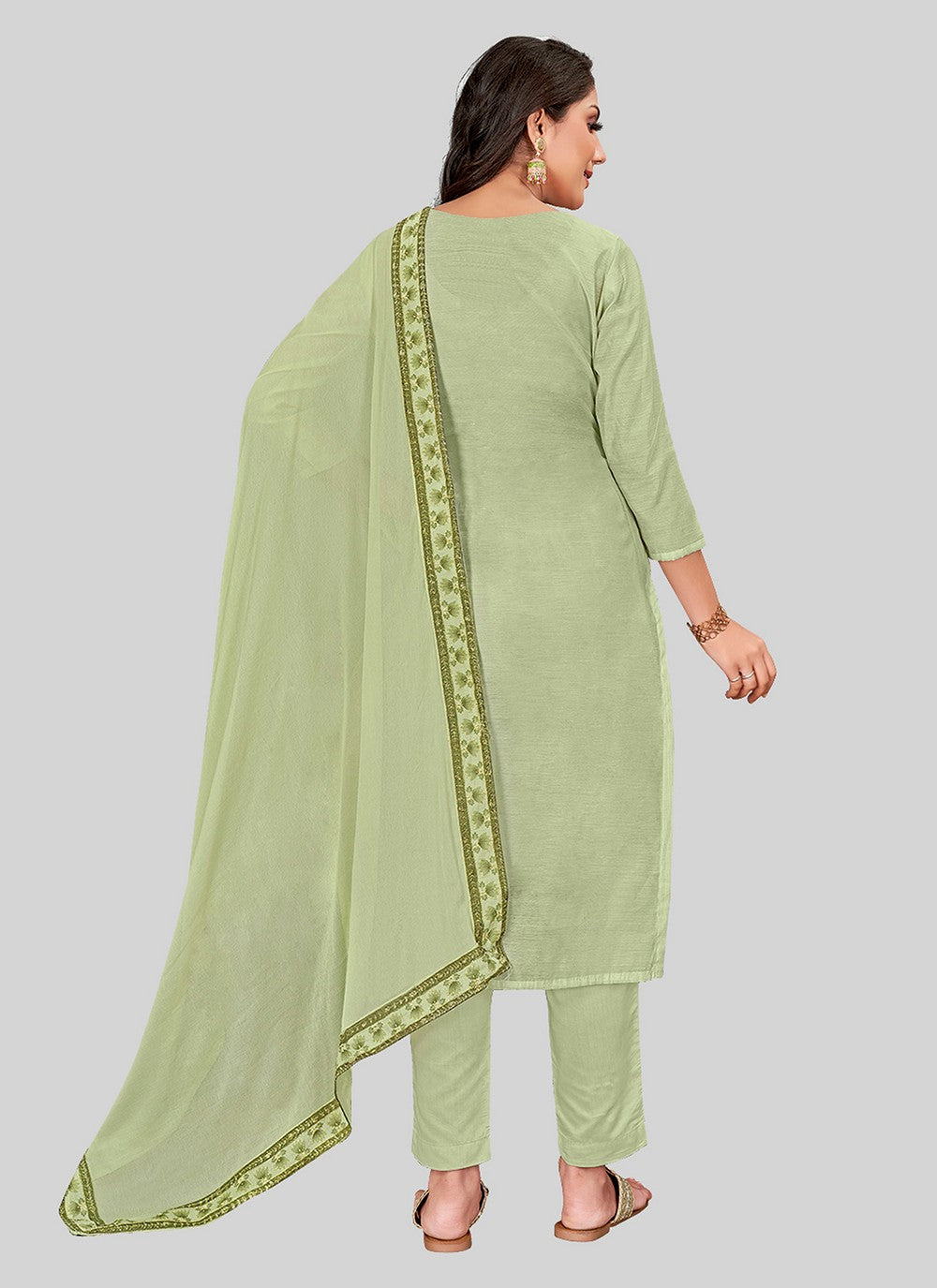 Chanderi Silk Pant Style Suit - T2500