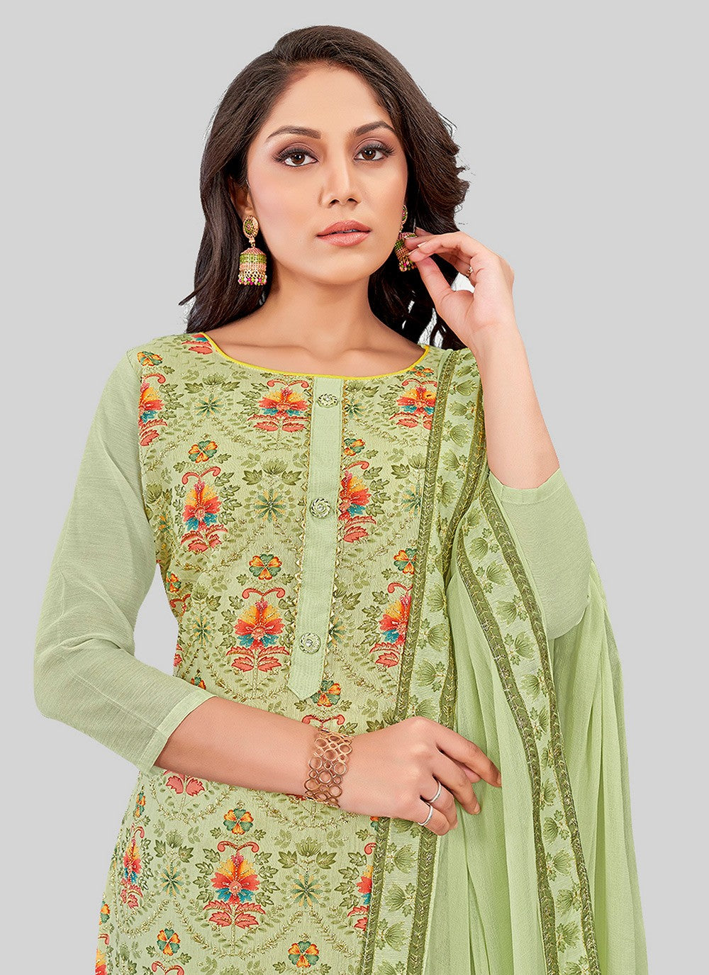 Chanderi Silk Pant Style Suit - T2500