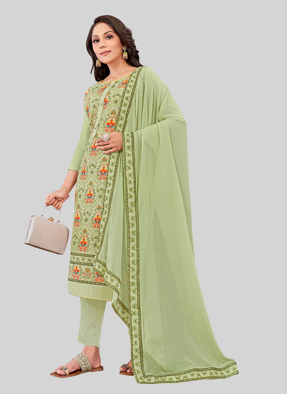 Chanderi Silk Pant Style Suit - T2500