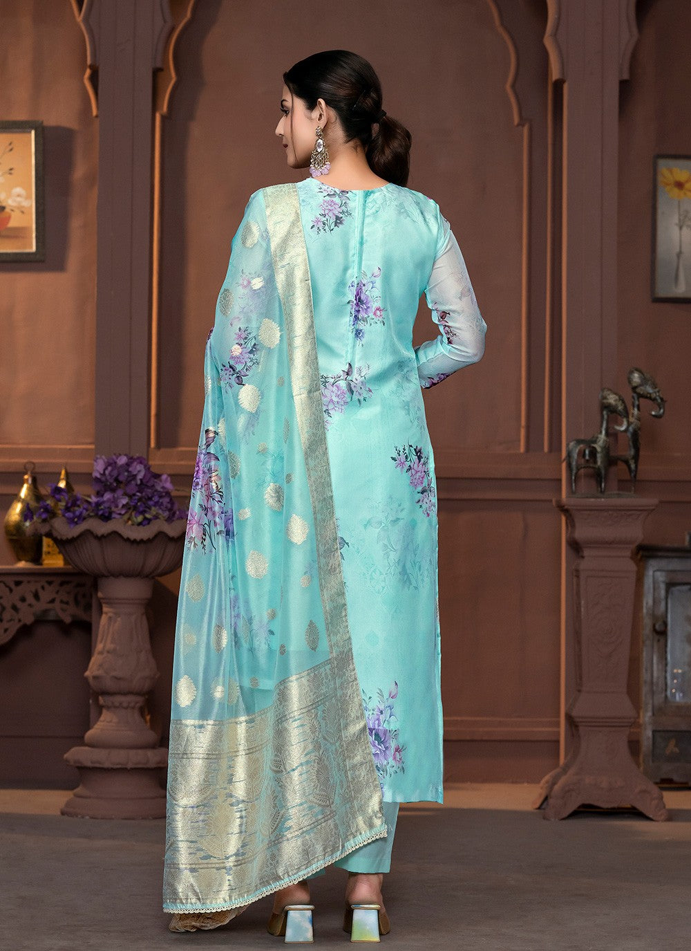 Organza, Viscose Pant Style Suit - T3430