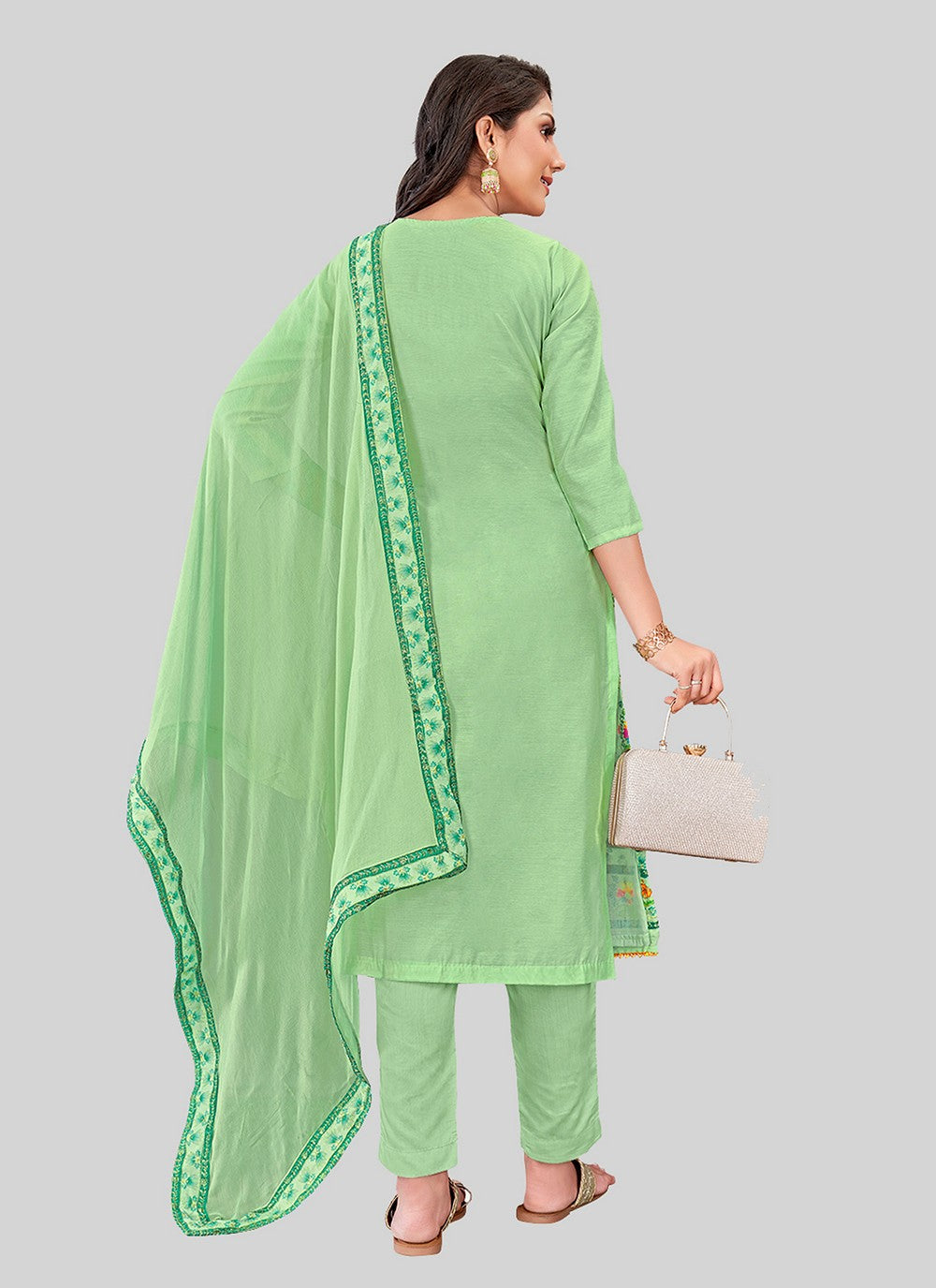 Chanderi Silk Pant Style Suit - T2500