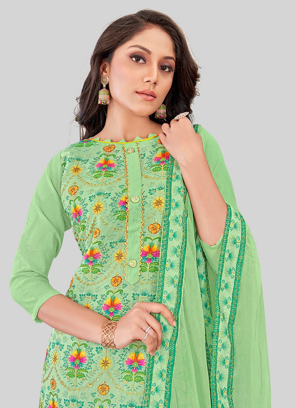 Chanderi Silk Pant Style Suit - T2500