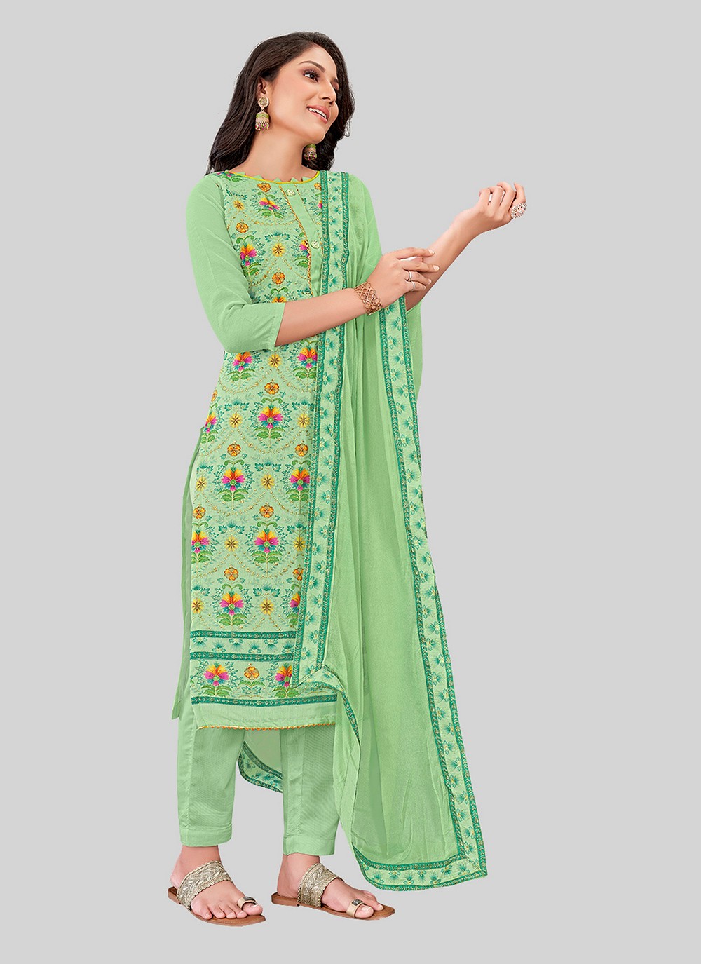 Chanderi Silk Pant Style Suit - T2500