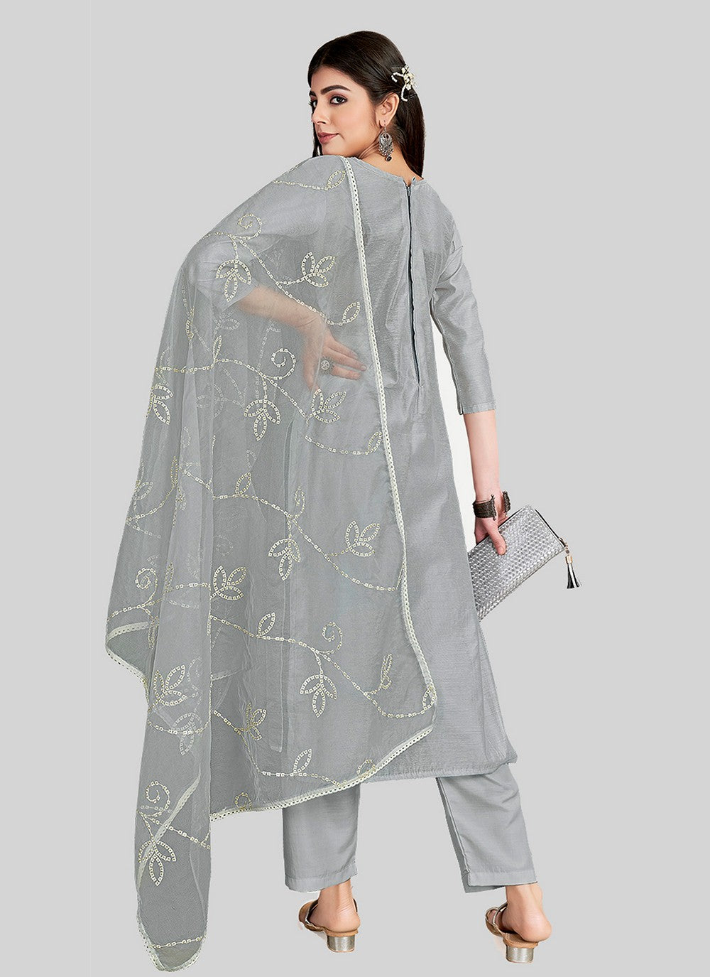 Chanderi Silk Pant Style Suit - T2518