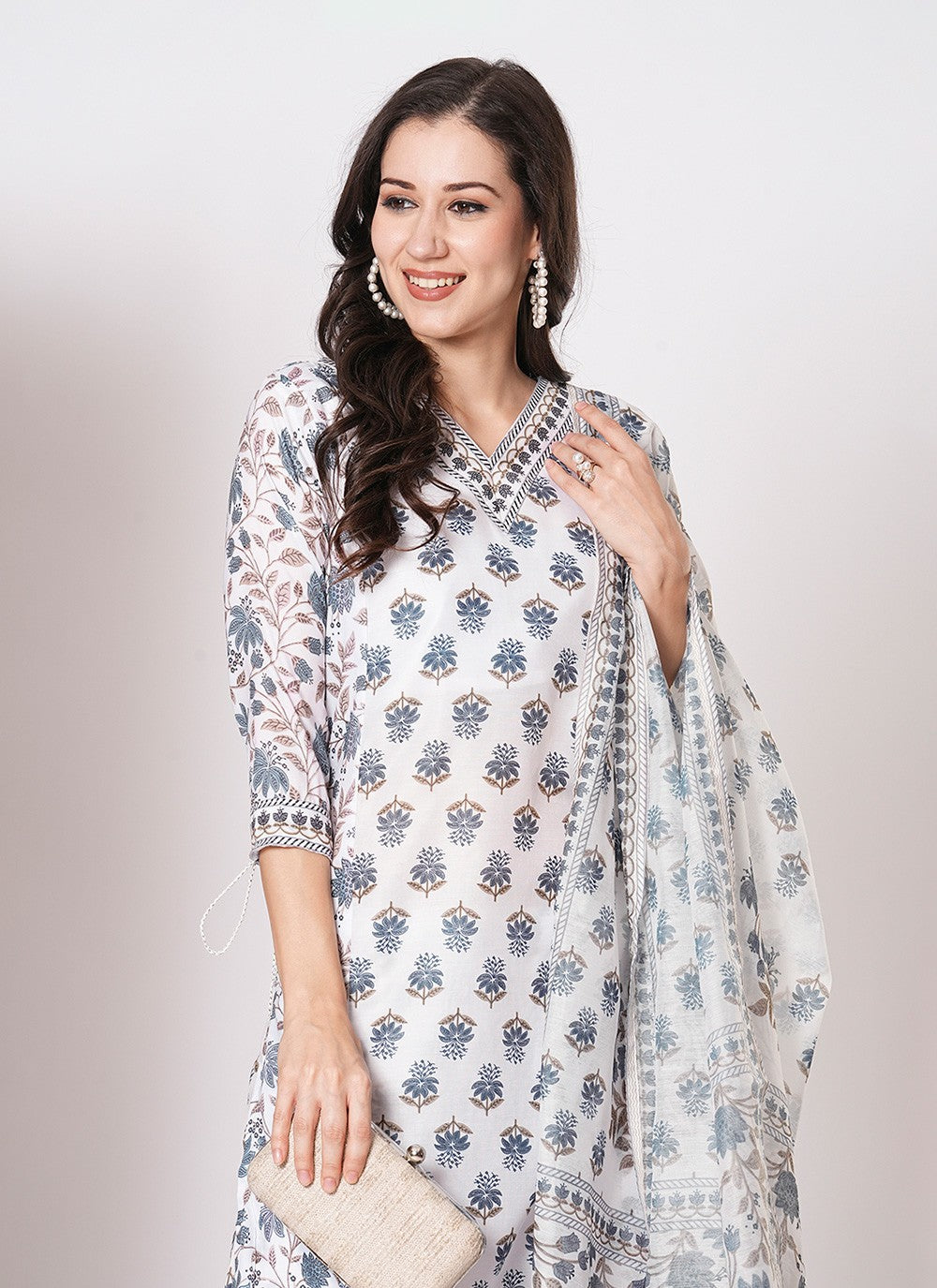 Printed Cotton Pant Style Suit - T4472