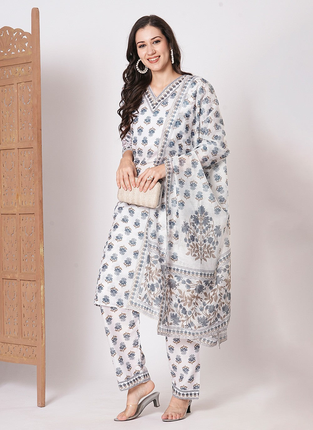 Printed Cotton Pant Style Suit - T4472