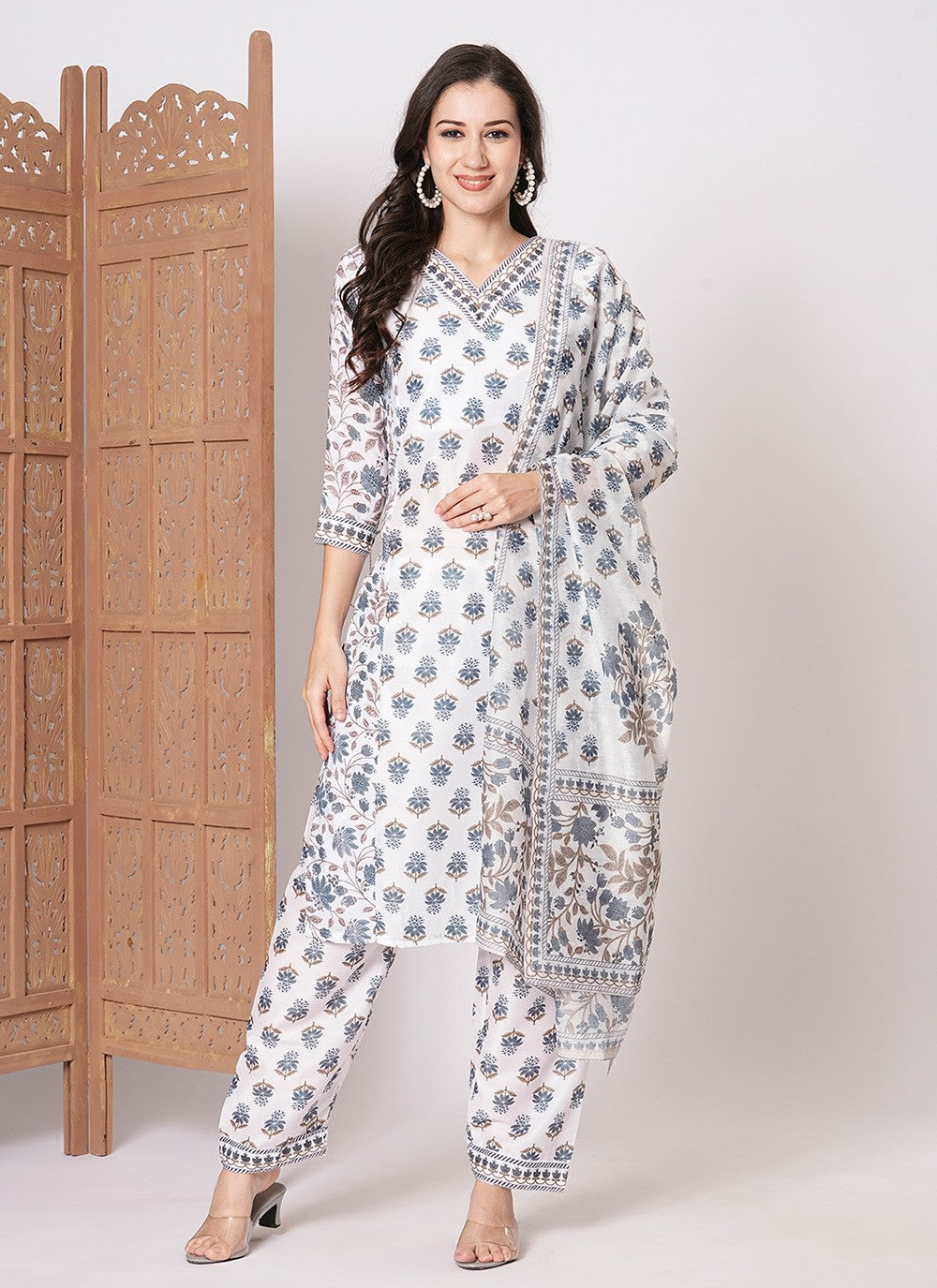 Printed Cotton Pant Style Suit - T4472