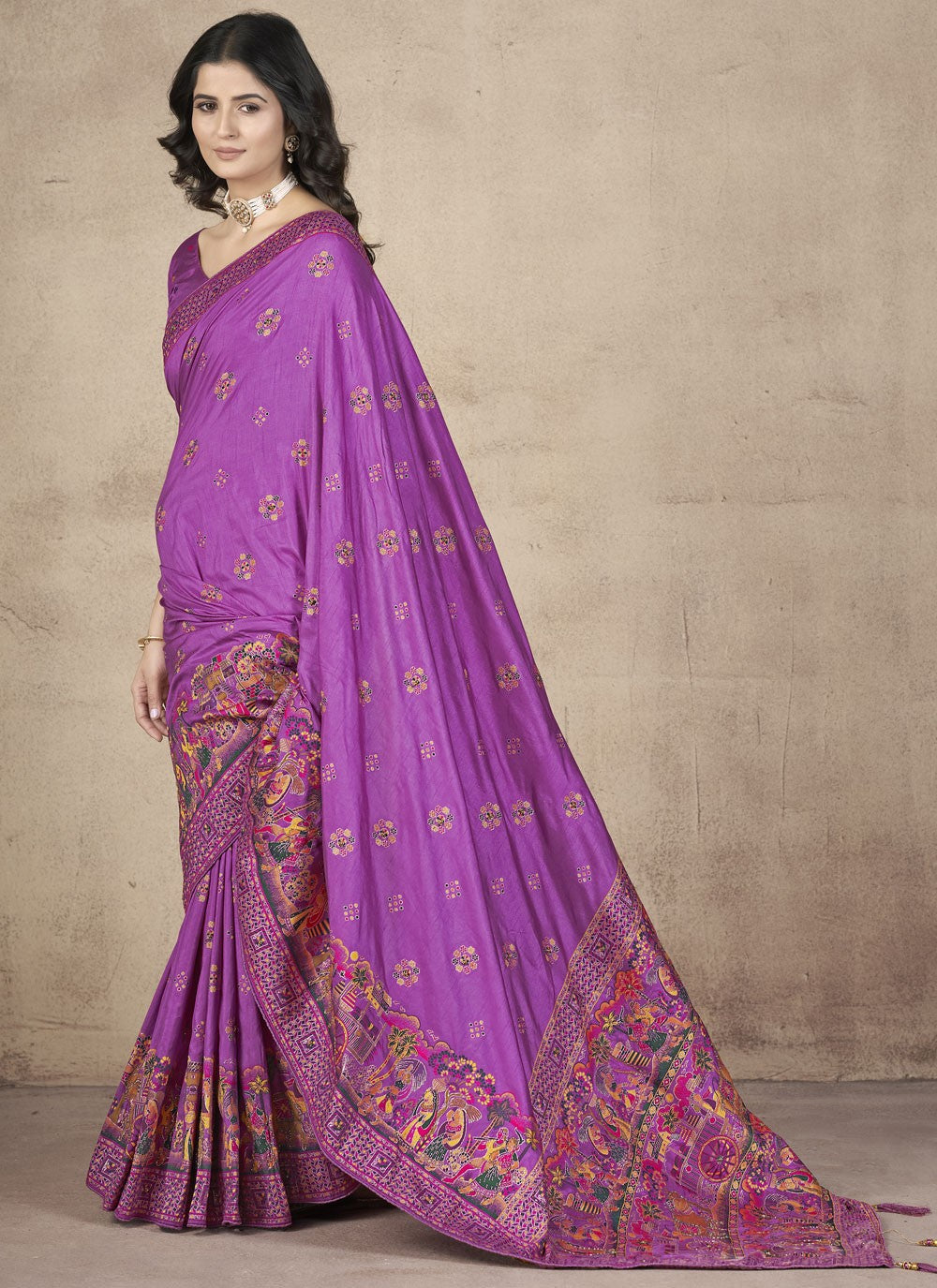 Classic Thread Pashmina Silk Saree - S9984