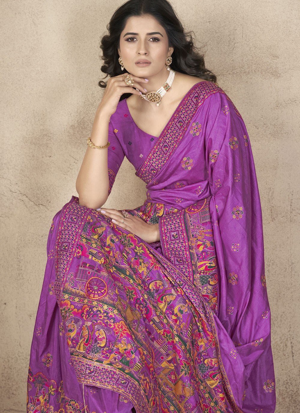 Classic Thread Pashmina Silk Saree - S9984