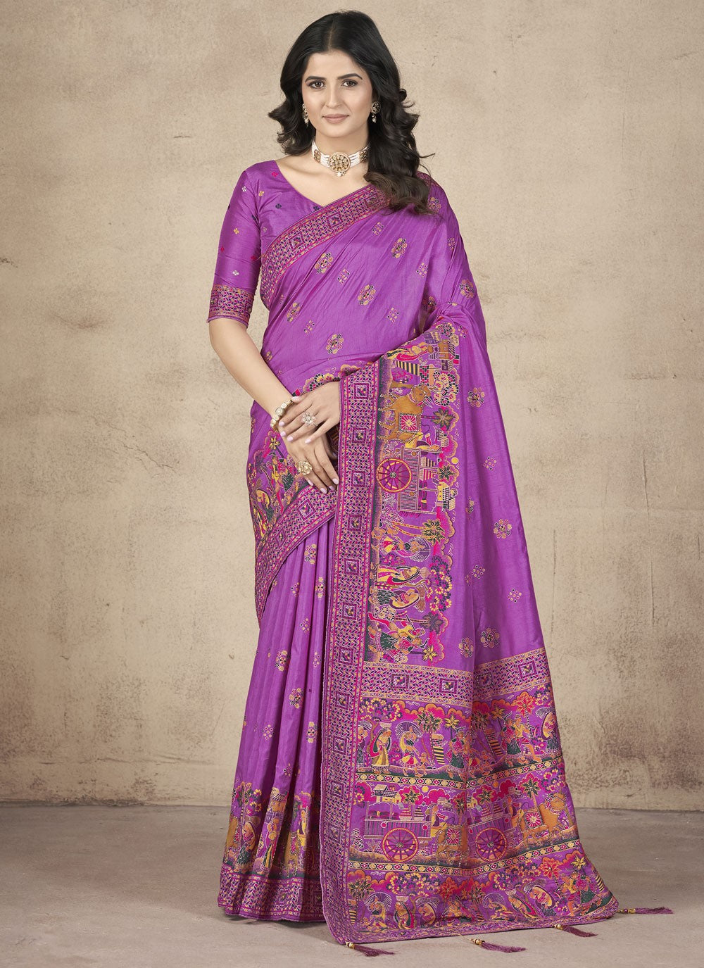 Classic Thread Pashmina Silk Saree - S9984