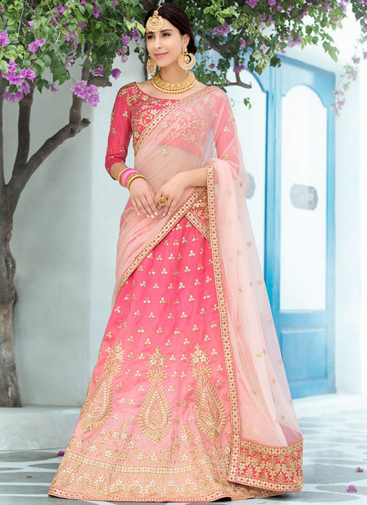 Embroidered Art Silk A - Line Lehenga - L0026