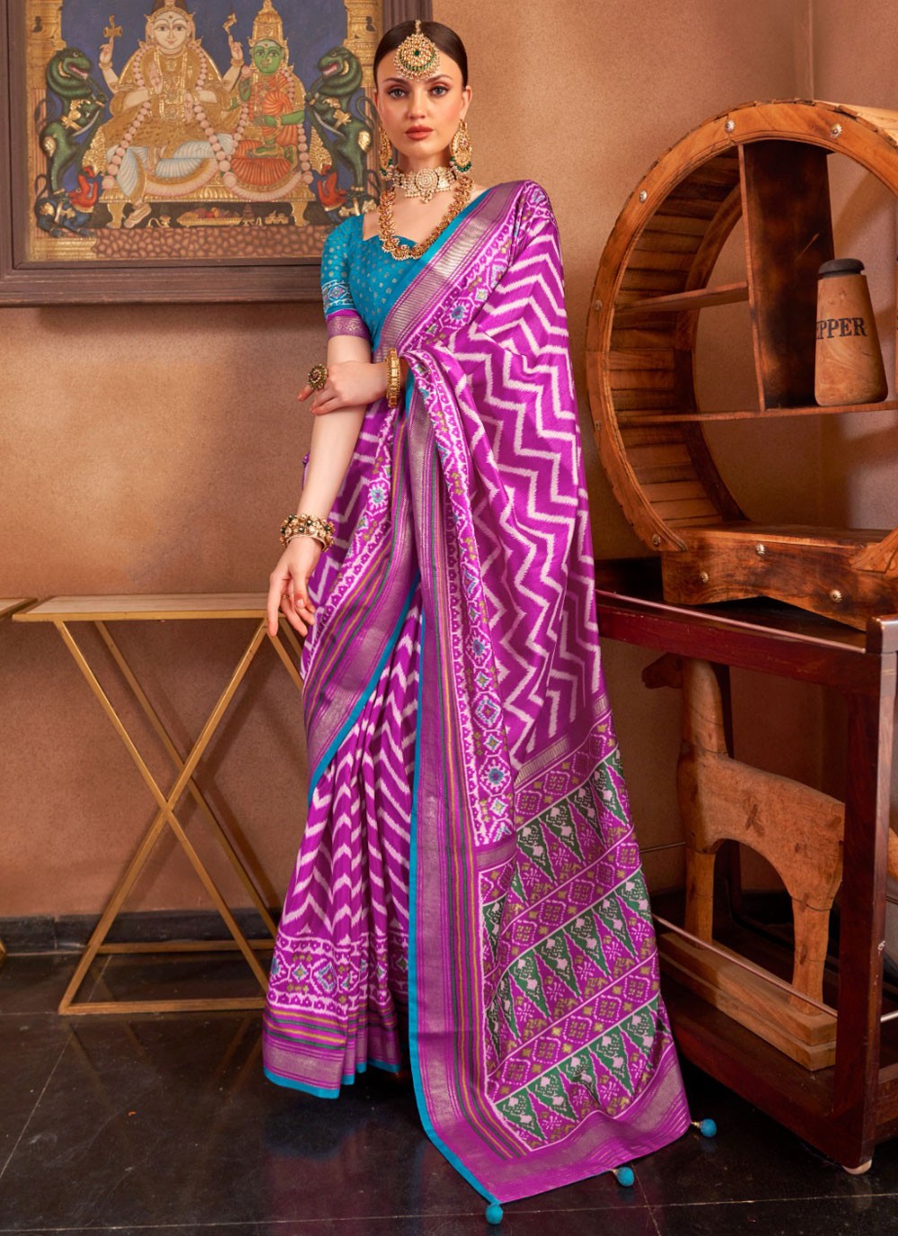 Contemporary Patola Print Silk Saree - S7024