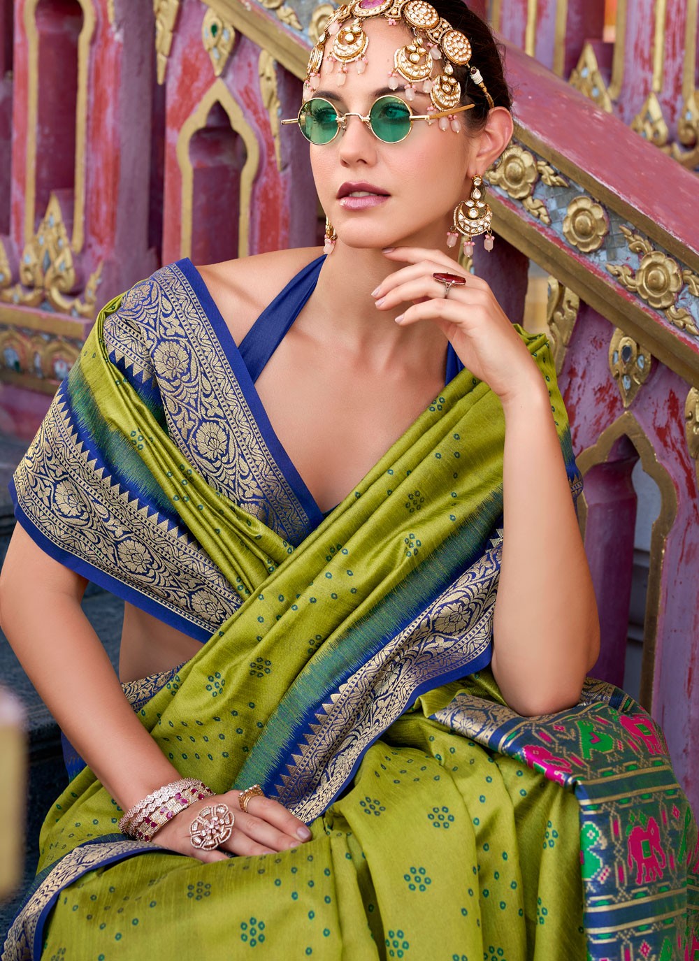 Patola Print, Weaving Zari, Zari Handloom Silk Saree - S12058