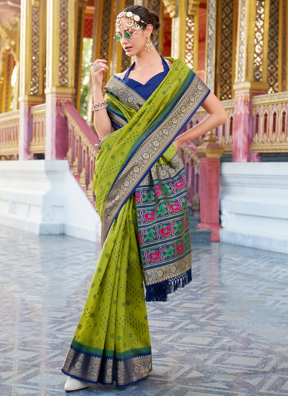 Patola Print, Weaving Zari, Zari Handloom Silk Saree - S12058