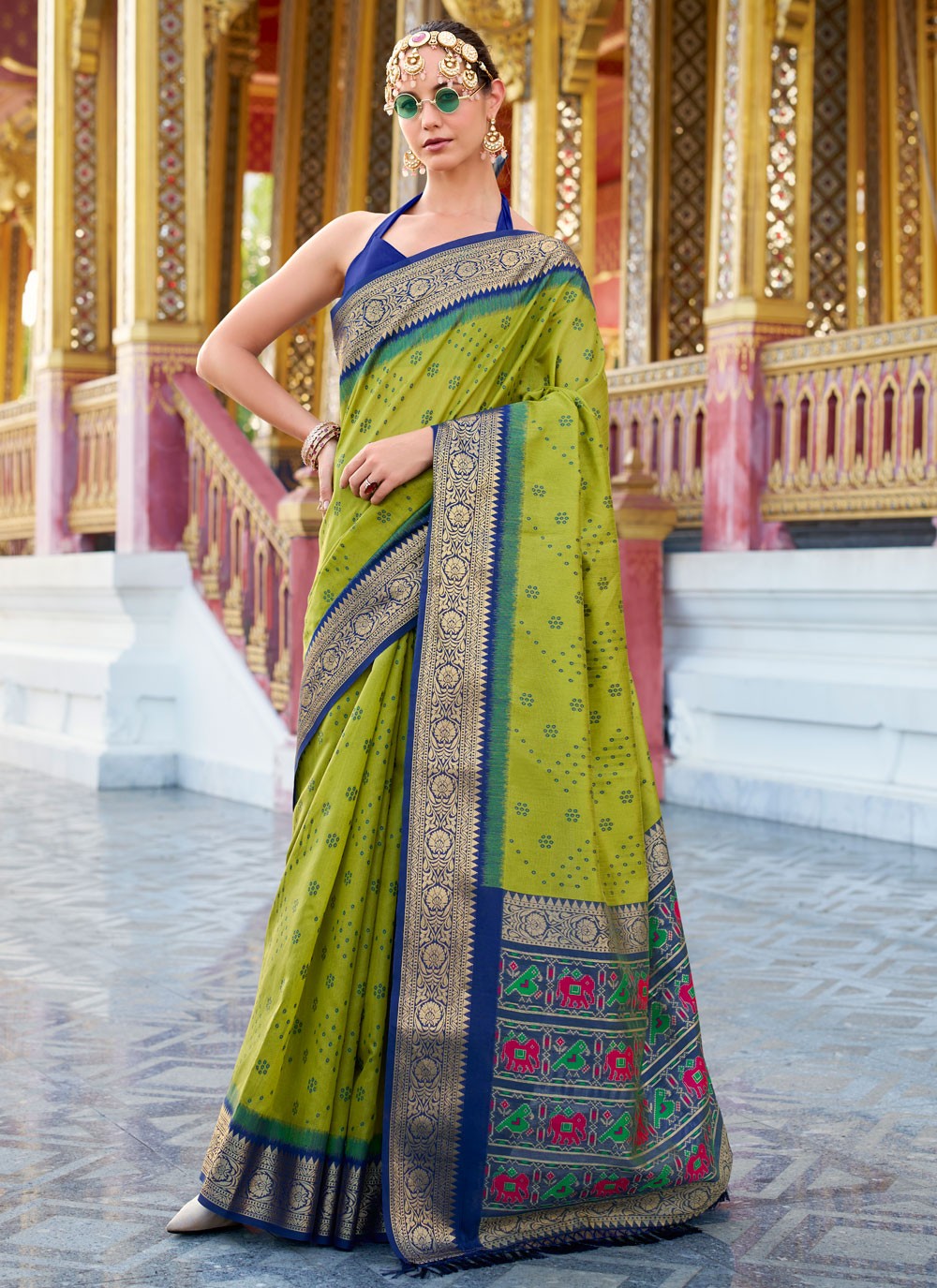 Patola Print, Weaving Zari, Zari Handloom Silk Saree - S12058