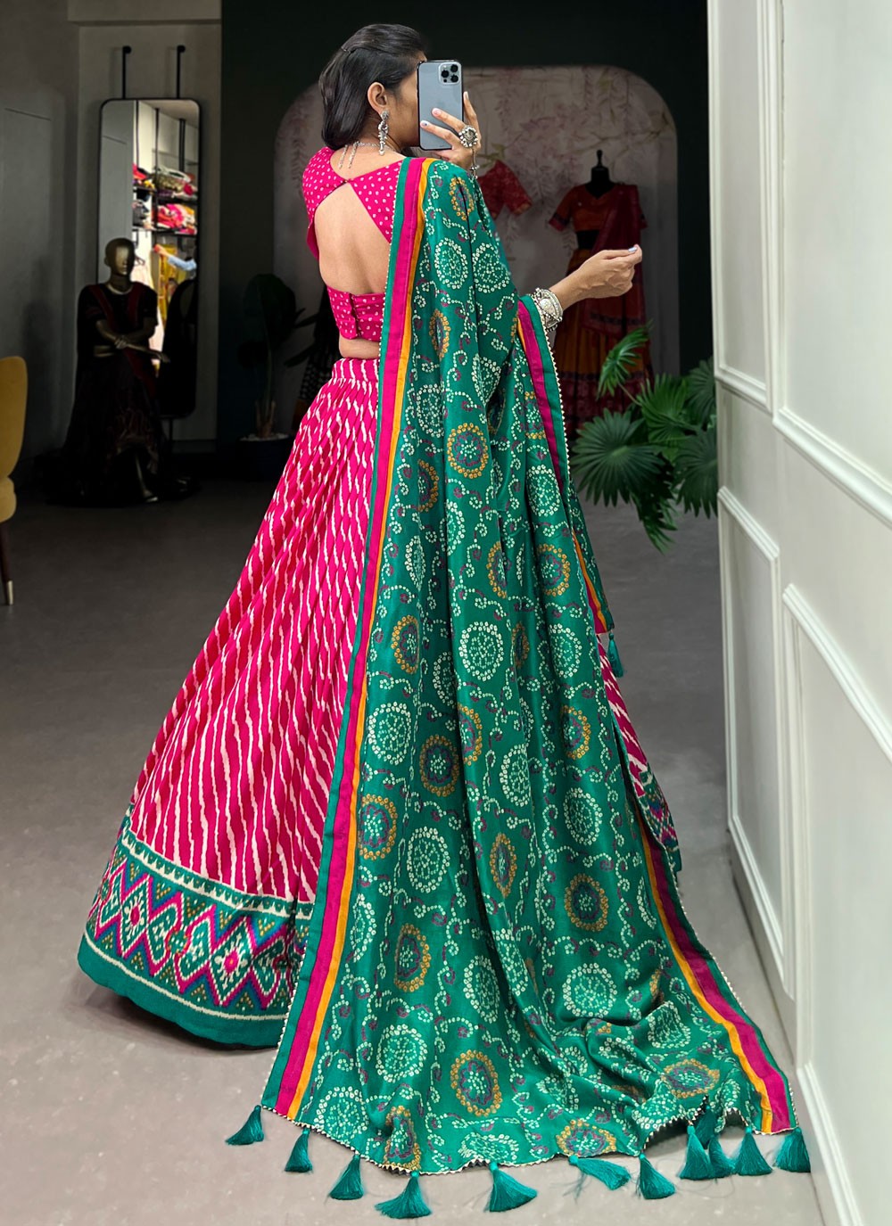 Border Work Tussar Silk A - Line Lehenga - L2054