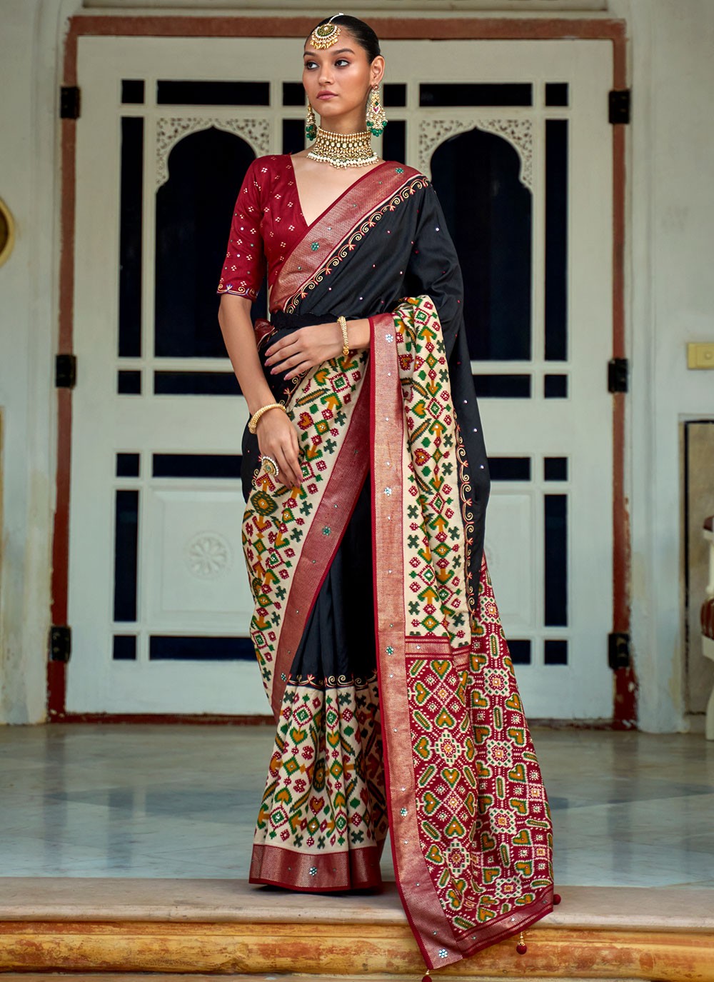 Classic Aari Work Patola Silk Saree - S1944