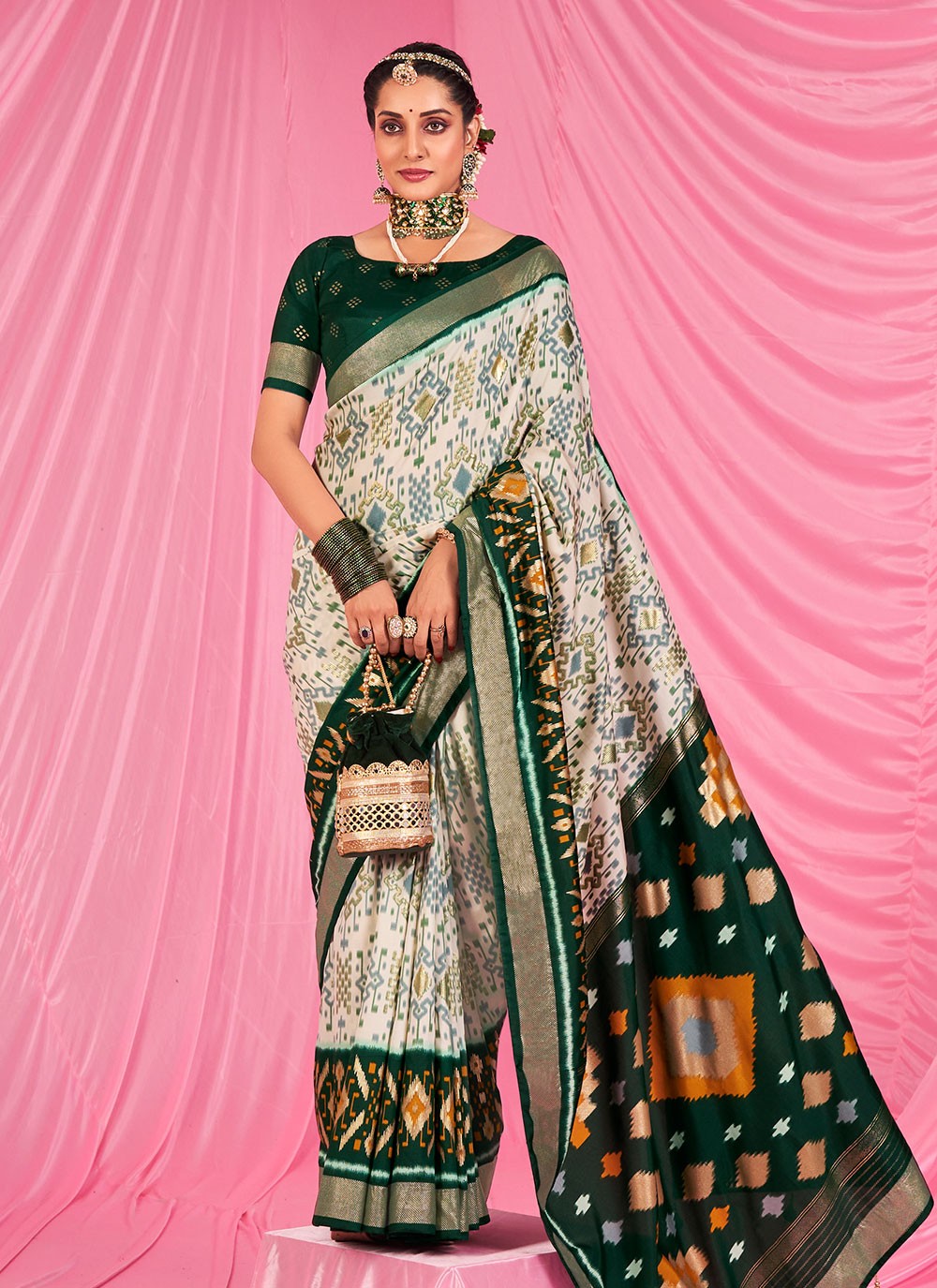 Classic Printed Patola Silk Saree - S6072